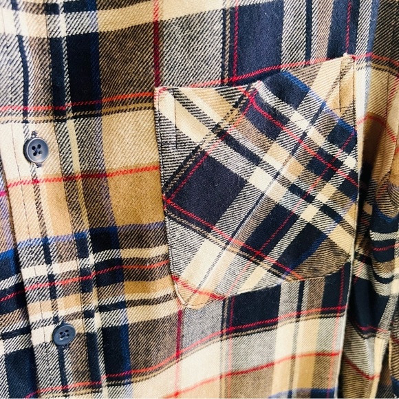 4/$30 Primark Vintage Flannel Tartan Plaid Long Sleeve Cotton Button Up Shirt L - Picture 4 of 6